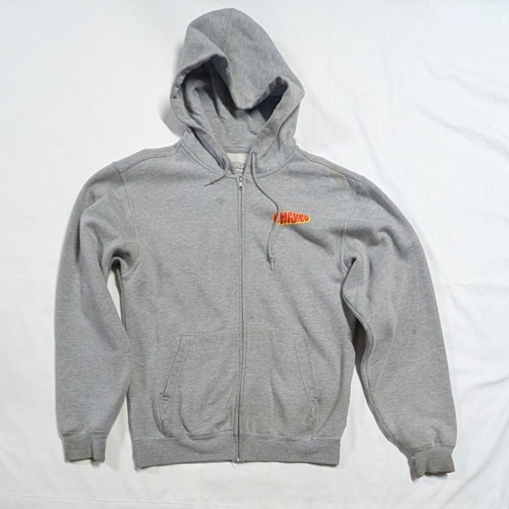 Empyre Mens Full Zip Hoodie Gray Distressed Streetwear Size M